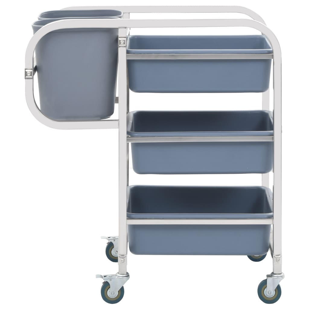 Carrinho de cozinha com recipientes de plástico 82x43,5x93 cm