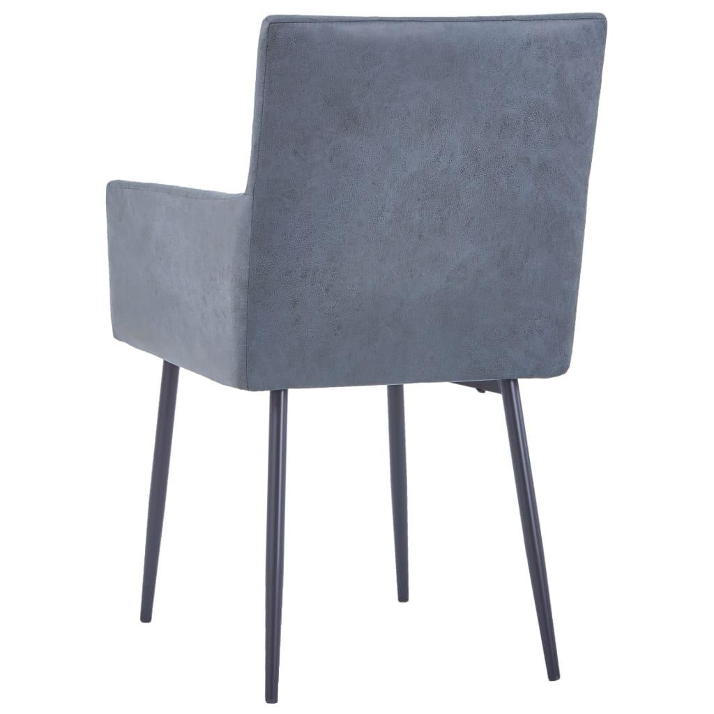 Cadeiras de jantar c/ braços 2 pcs tecido cinzento-acastanhado