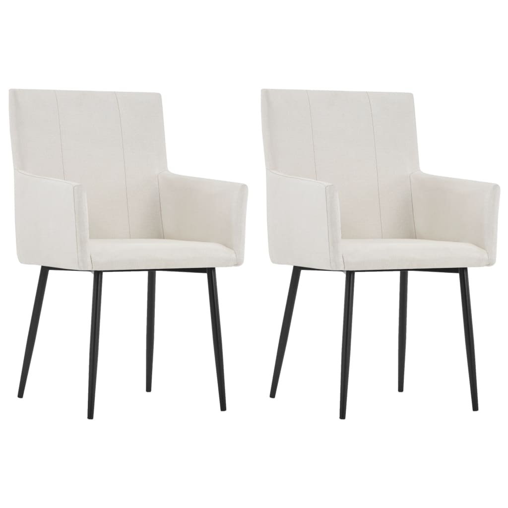 Cadeiras de jantar c/ braços 2 pcs tecido cinzento-acastanhado