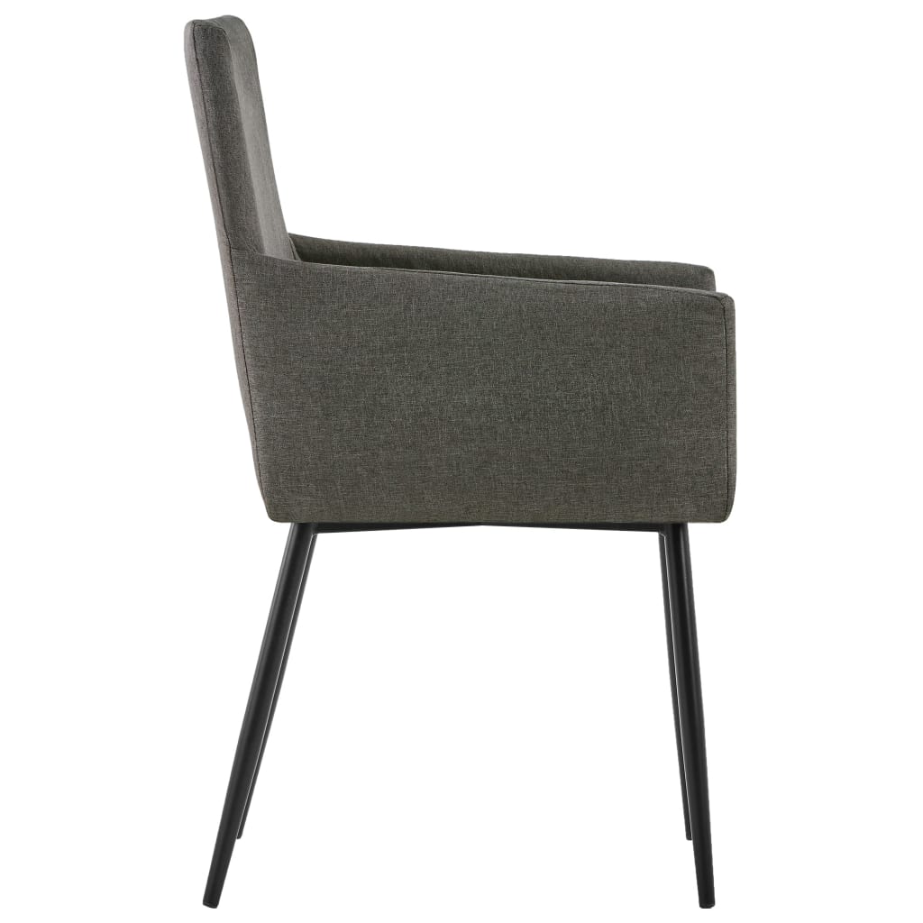 Cadeiras de jantar c/ braços 2 pcs tecido cinzento-acastanhado