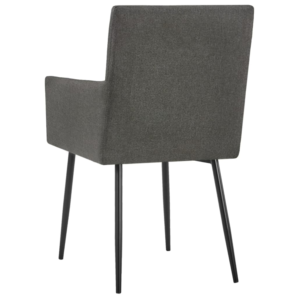 Cadeiras de jantar c/ braços 2 pcs tecido cinzento-acastanhado