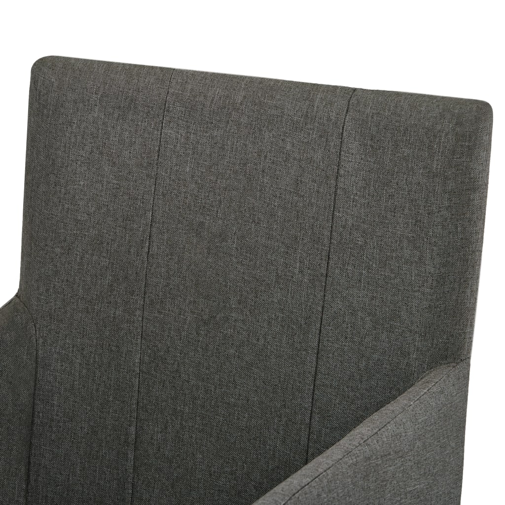 Cadeiras de jantar c/ braços 2 pcs tecido cinzento-acastanhado
