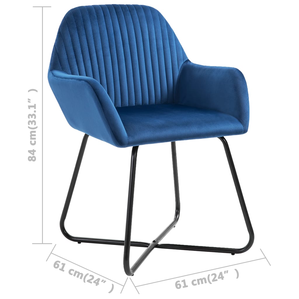 Cadeiras de jantar 2 pcs veludo azul