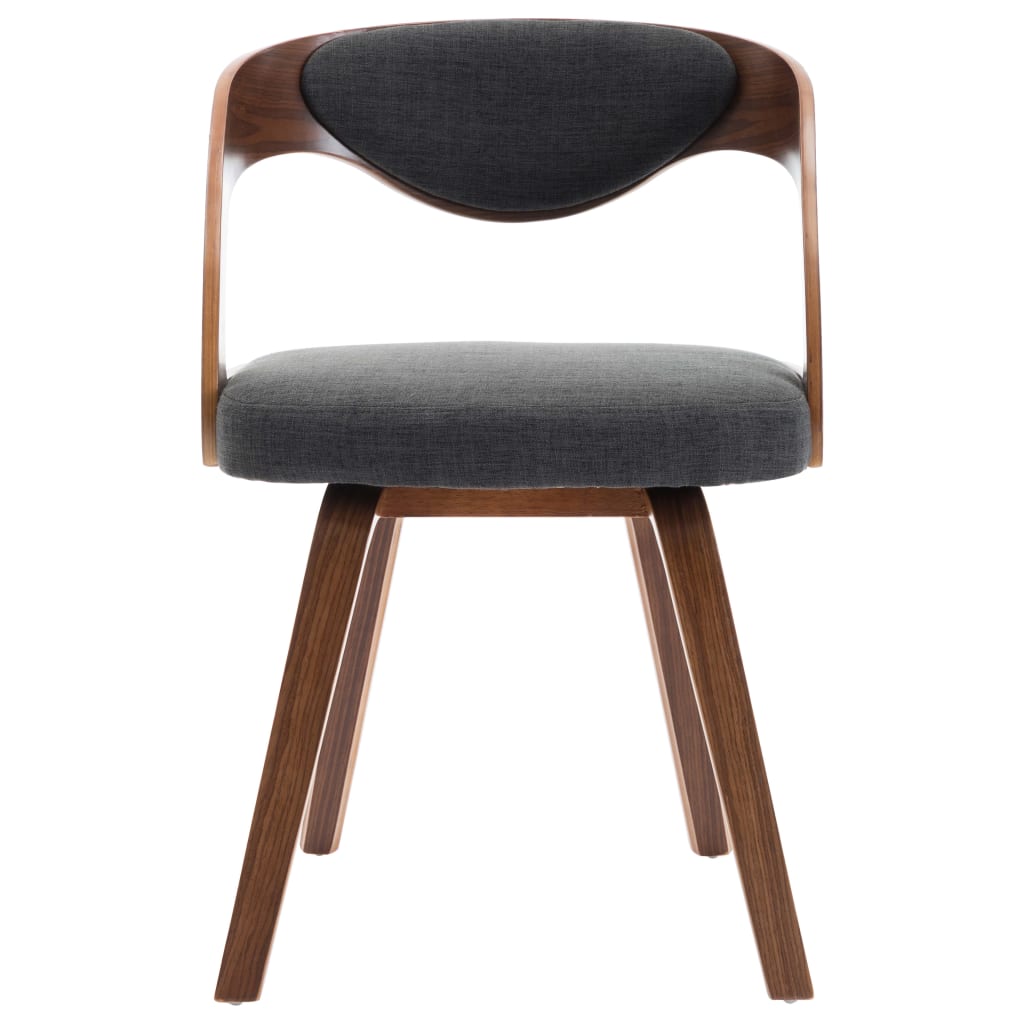 Cadeiras jantar 2 pcs madeira curvada e tecido cinzento-escuro