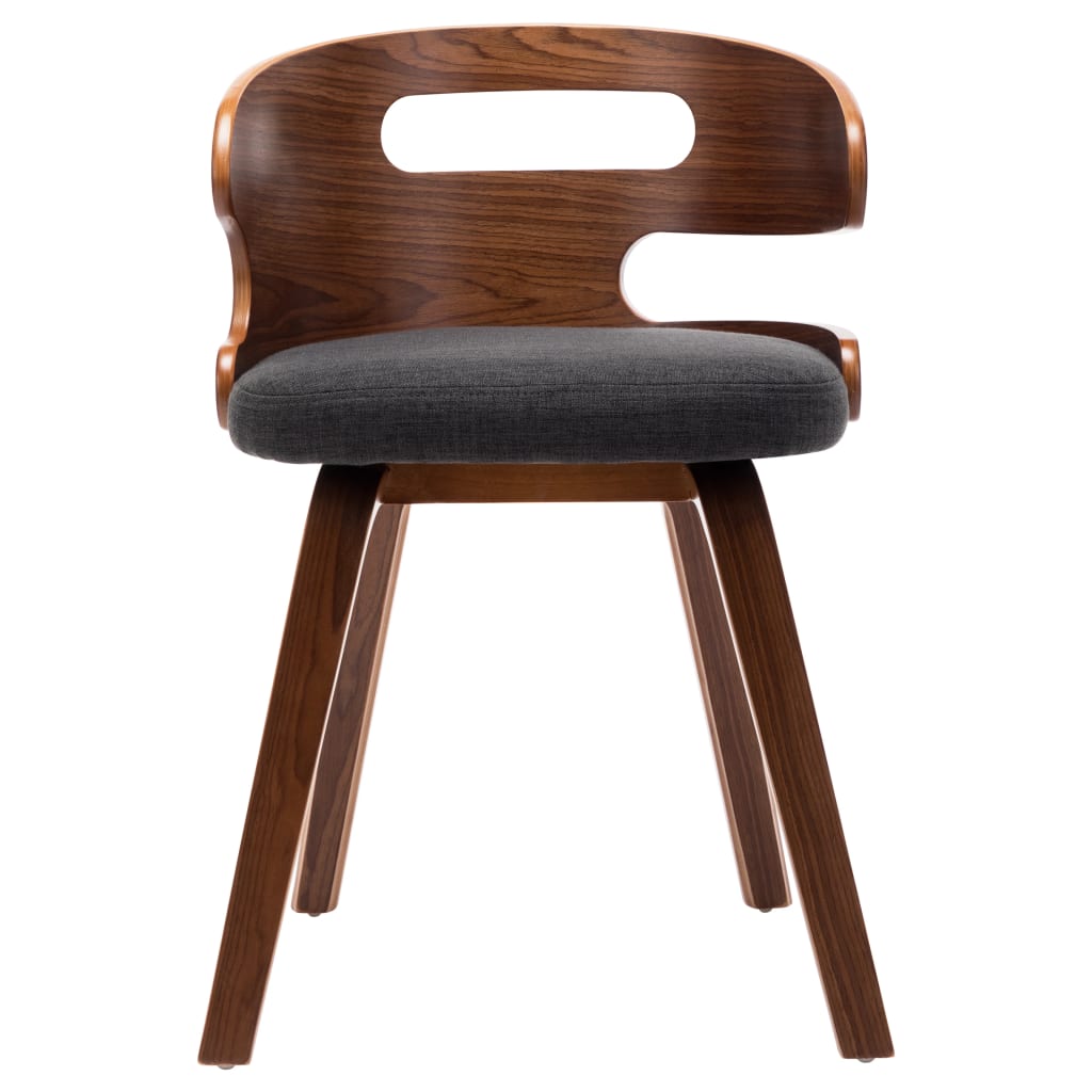 Cadeiras jantar 2 pcs madeira curvada e tecido cinzento-escuro