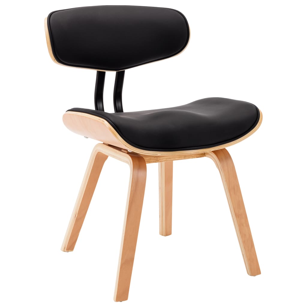Cadeiras jantar 2 pcs madeira curvada e couro artificial creme