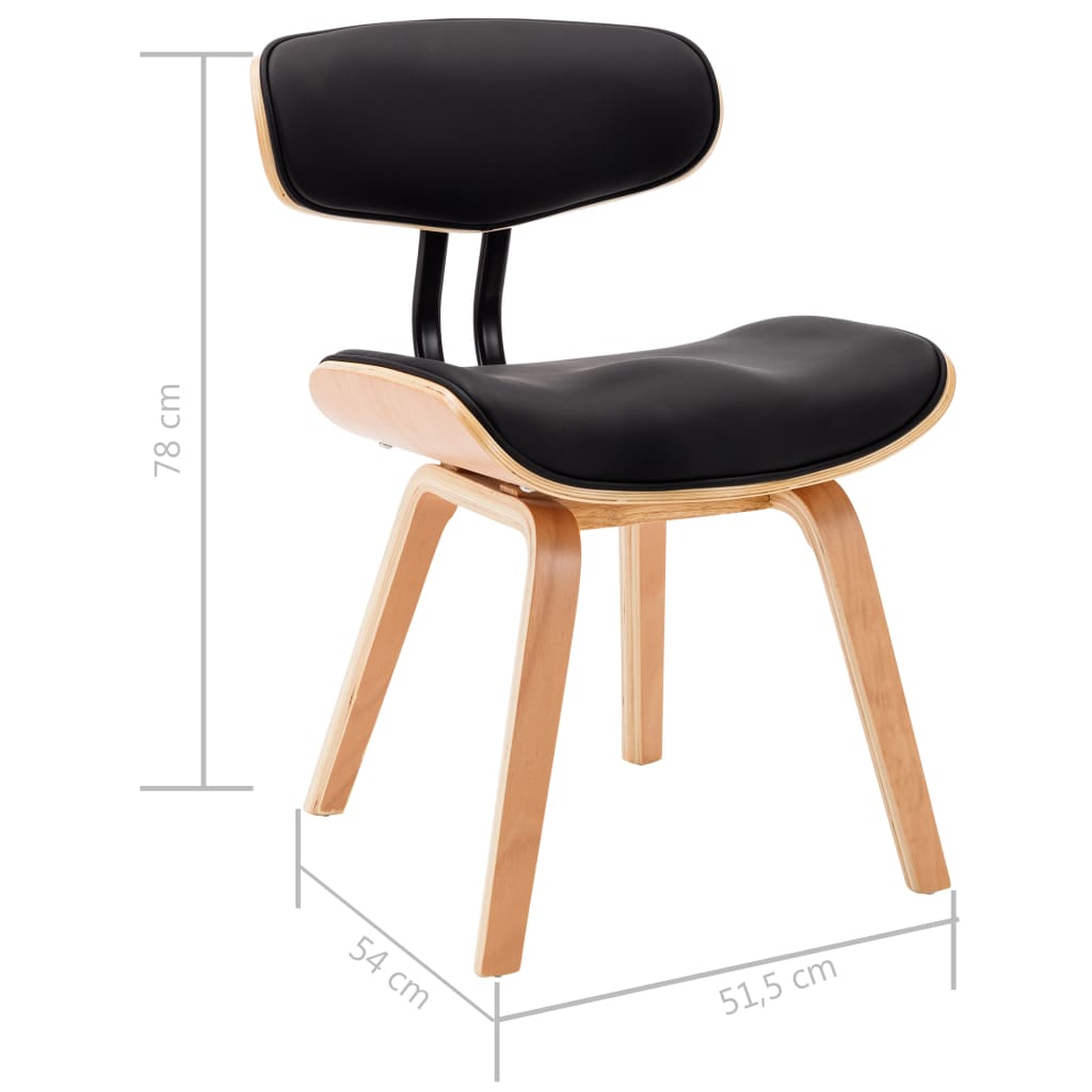 Cadeiras jantar 2 pcs madeira curvada e couro artificial creme