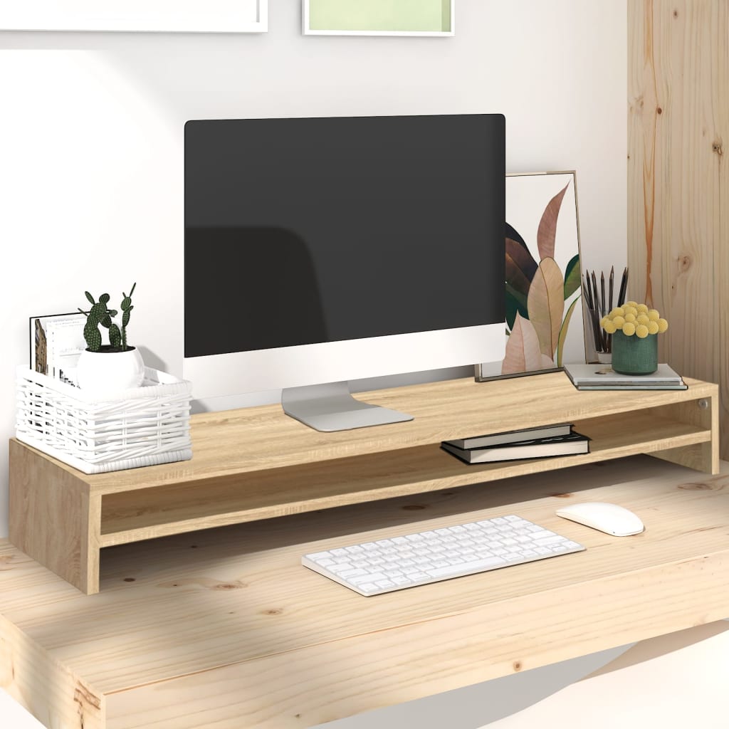 Suporte para monitor derivados de madeira branco brilhante
