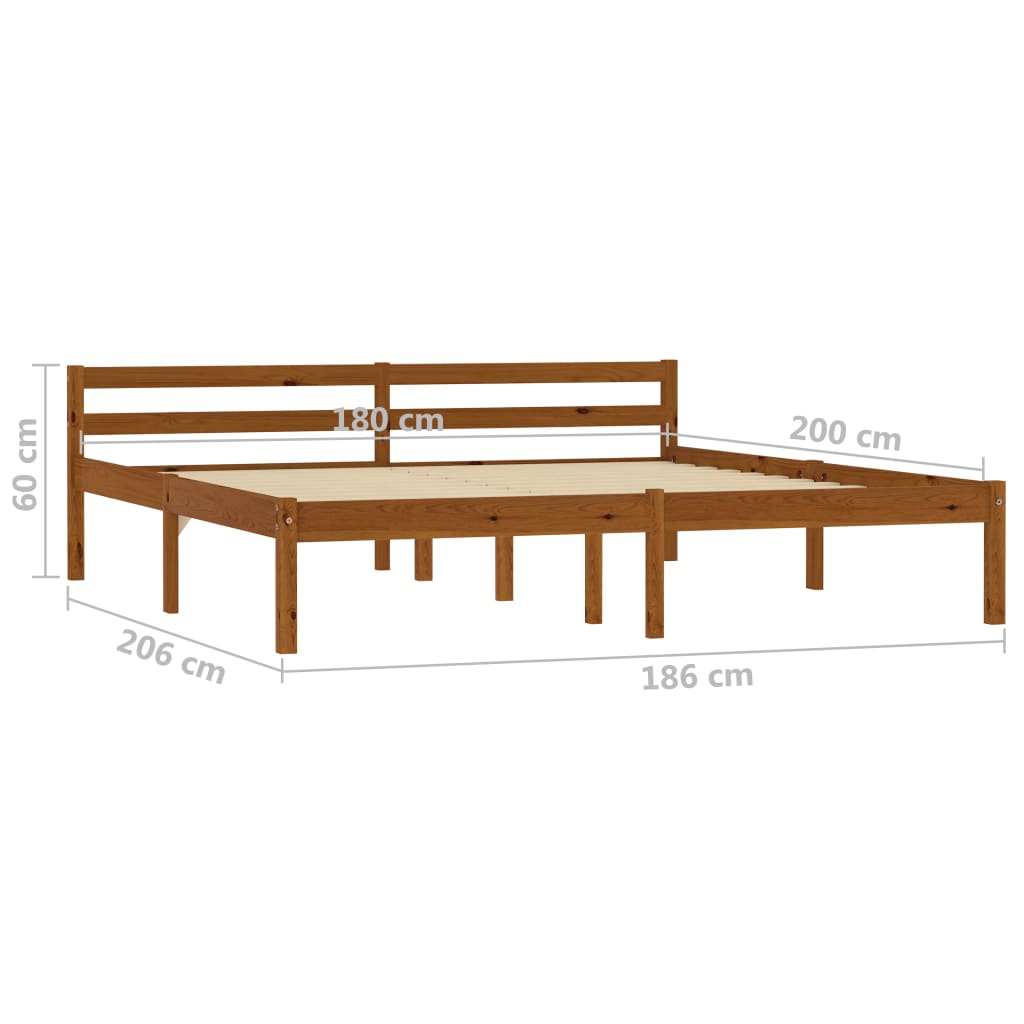 Estrutura de cama 180x200 cm madeira pinho maciço castanho mel