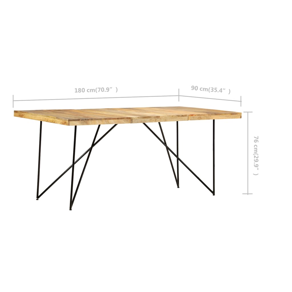 Mesa de jantar 180x90x76 cm madeira de mangueira maciça