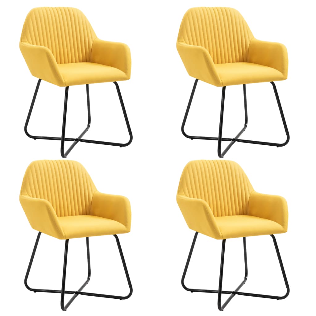 Cadeiras de jantar 4 pcs tecido amarelo