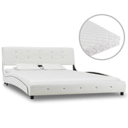 Cama com colchão 140x200cm couro artificial branco