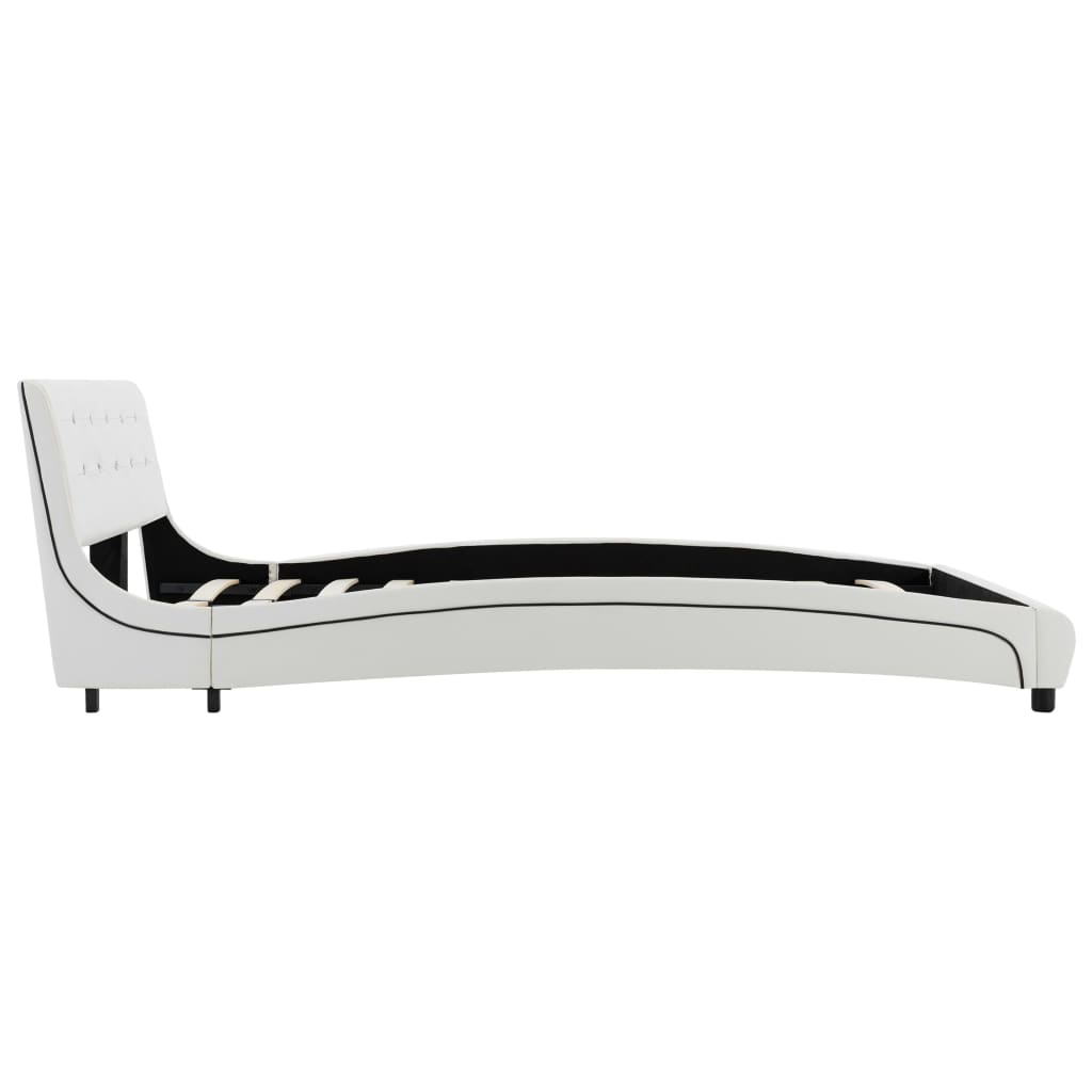 Cama com colchão 140x200cm couro artificial branco