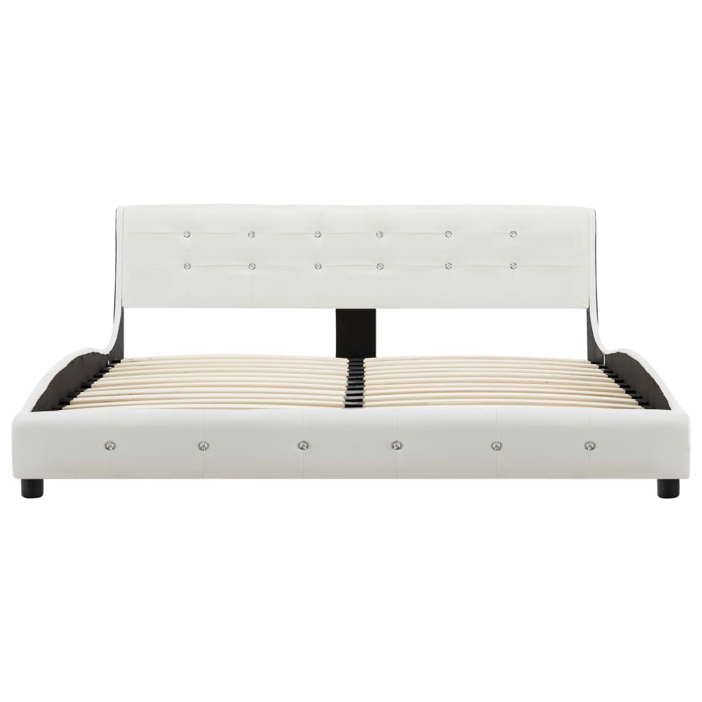 Cama com colchão 160x200 cm couro artificial branco