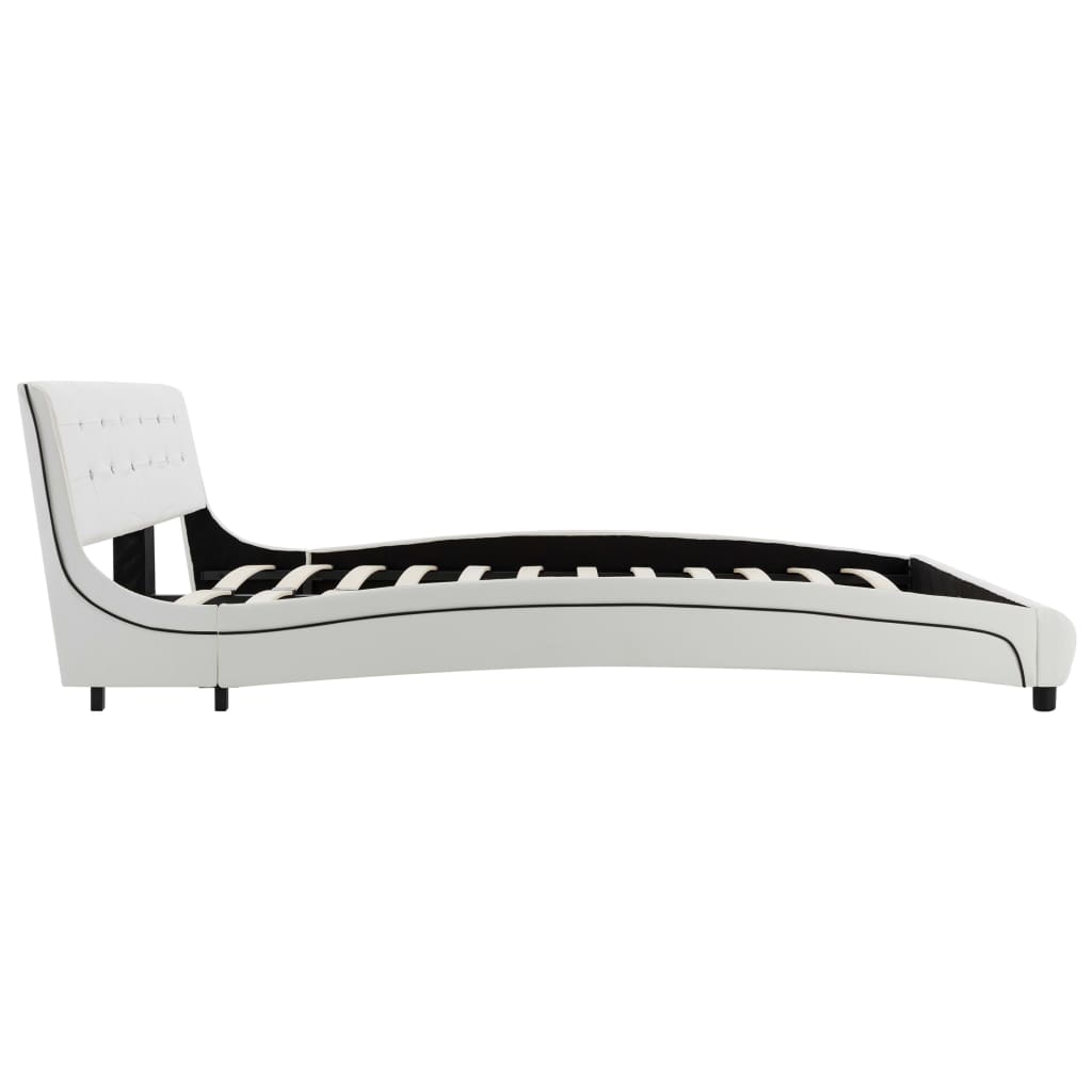 Cama com colchão 160x200 cm couro artificial branco
