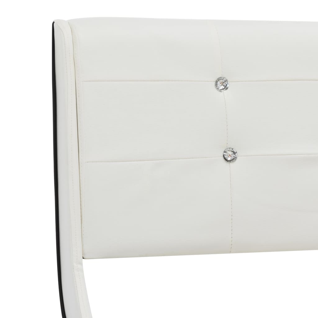 Cama com colchão 160x200 cm couro artificial branco