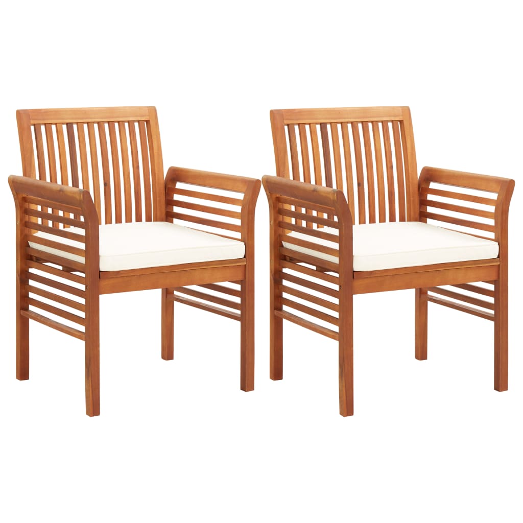 Cadeiras de jantar jardim c/ almofadões 2 pcs madeira acácia
