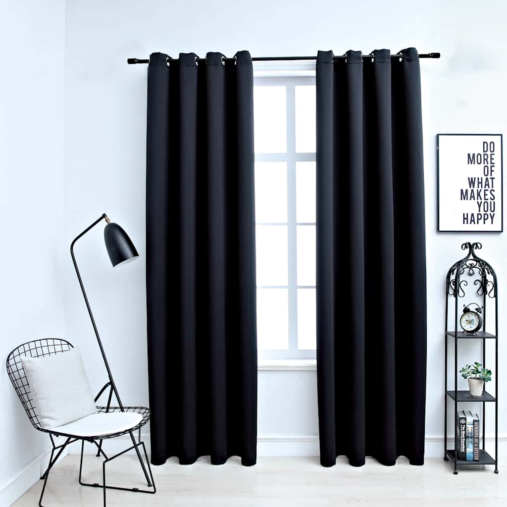 Cortinas blackout c/ argolas em metal 2 pcs 140x225cm antracite