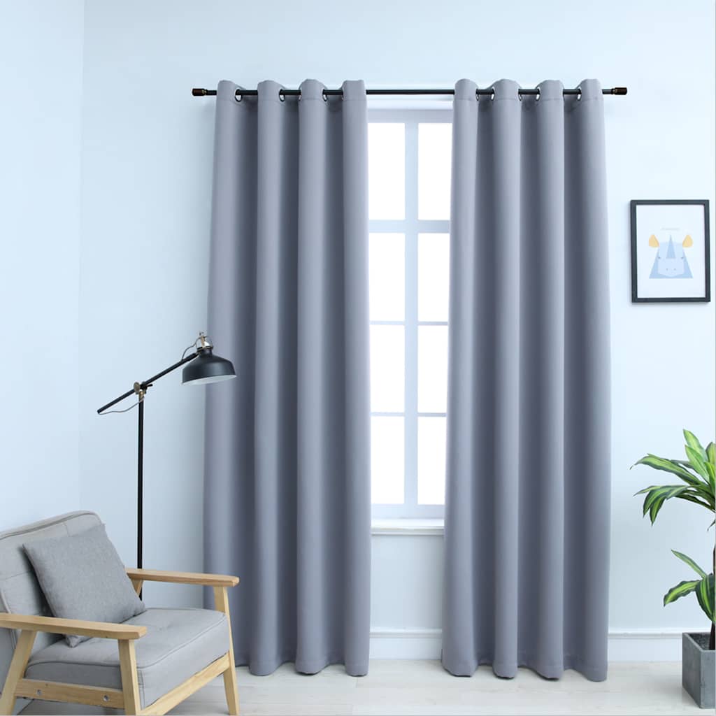 Cortinas blackout c/ argolas em metal 2 pcs 140x225cm antracite