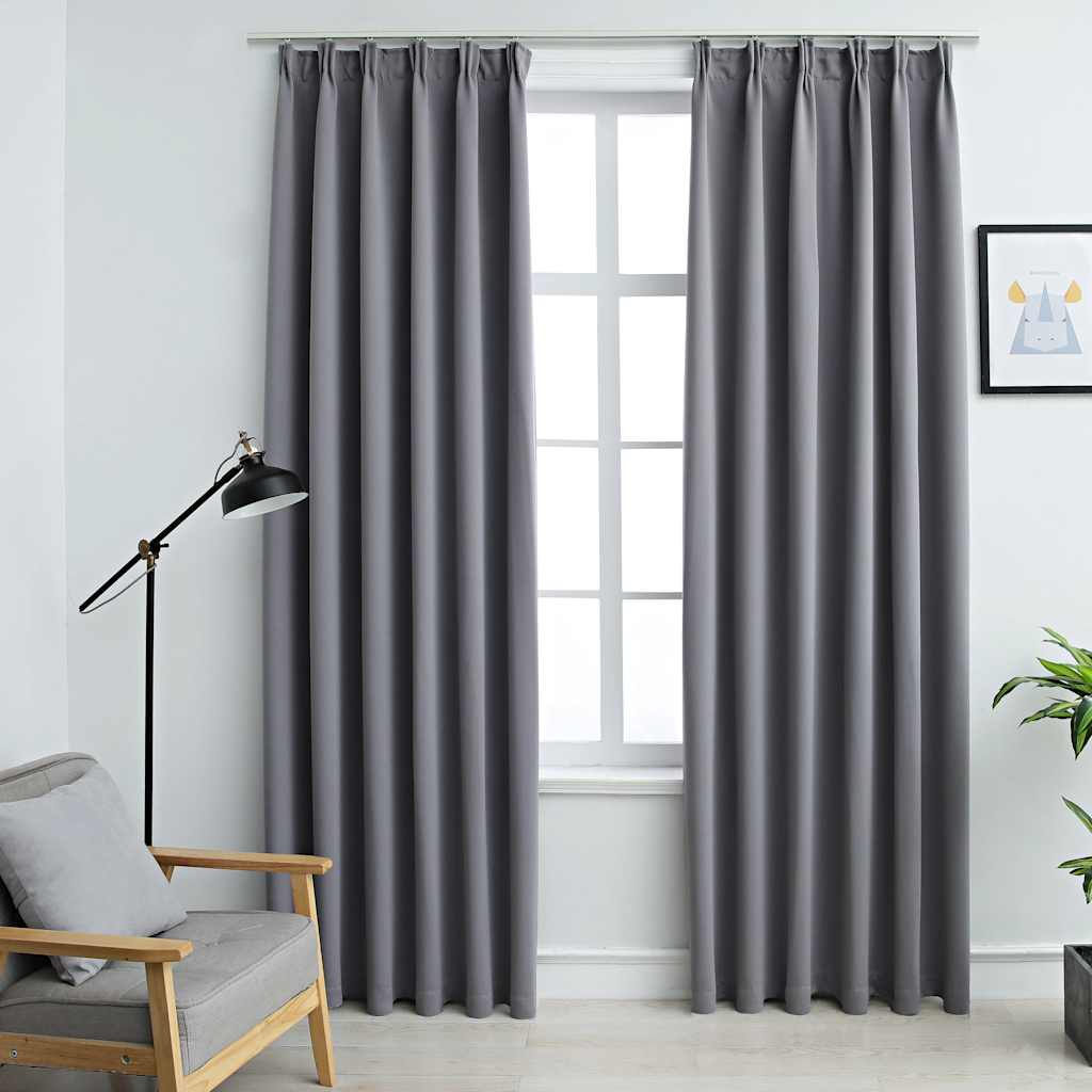 Cortinas blackout com ganchos 2 pcs 140x245 cm antracite