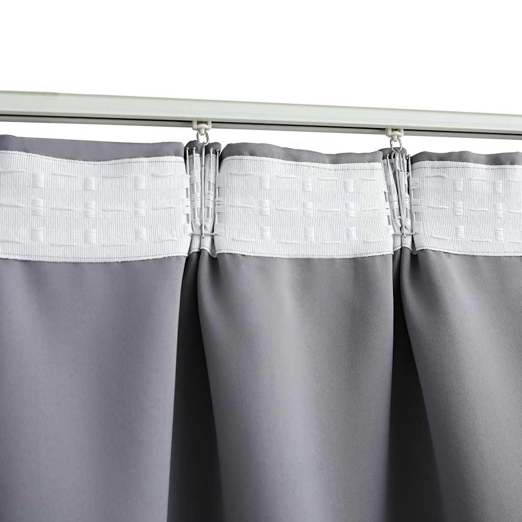 Cortinas blackout com ganchos 2 pcs 140x245 cm antracite