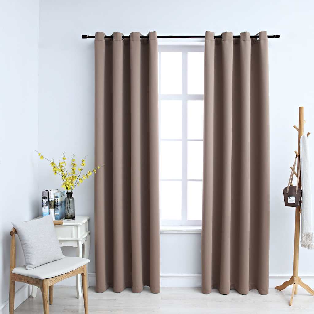 Cortinas blackout c/ argolas em metal 2 pcs 140x225cm antracite