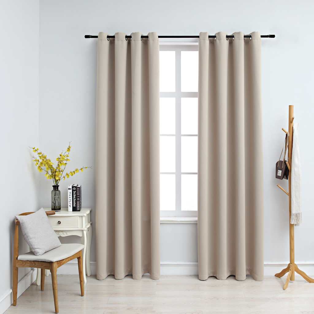 Cortinas blackout c/ argolas em metal 2 pcs 140x225cm antracite