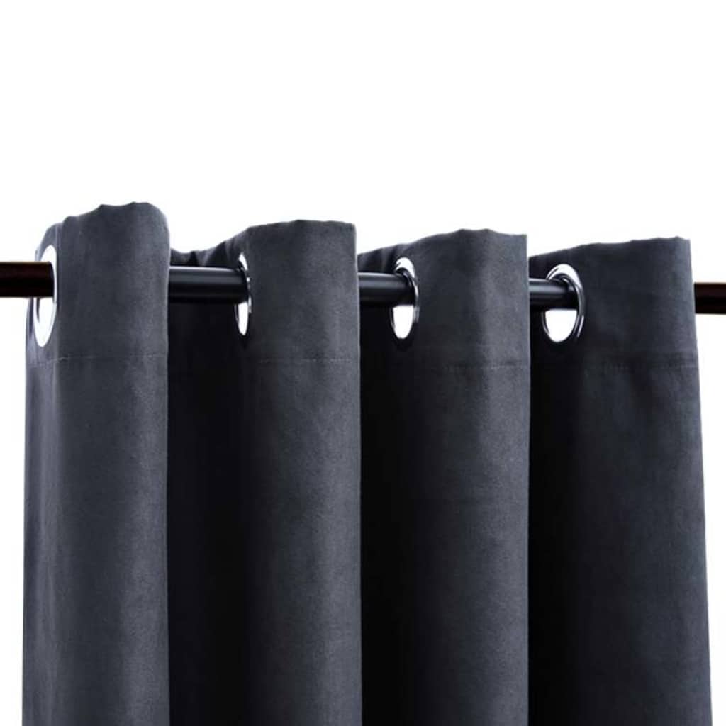 Cortinas blackout c/ argolas em metal 2 pcs 140x245cm antracite