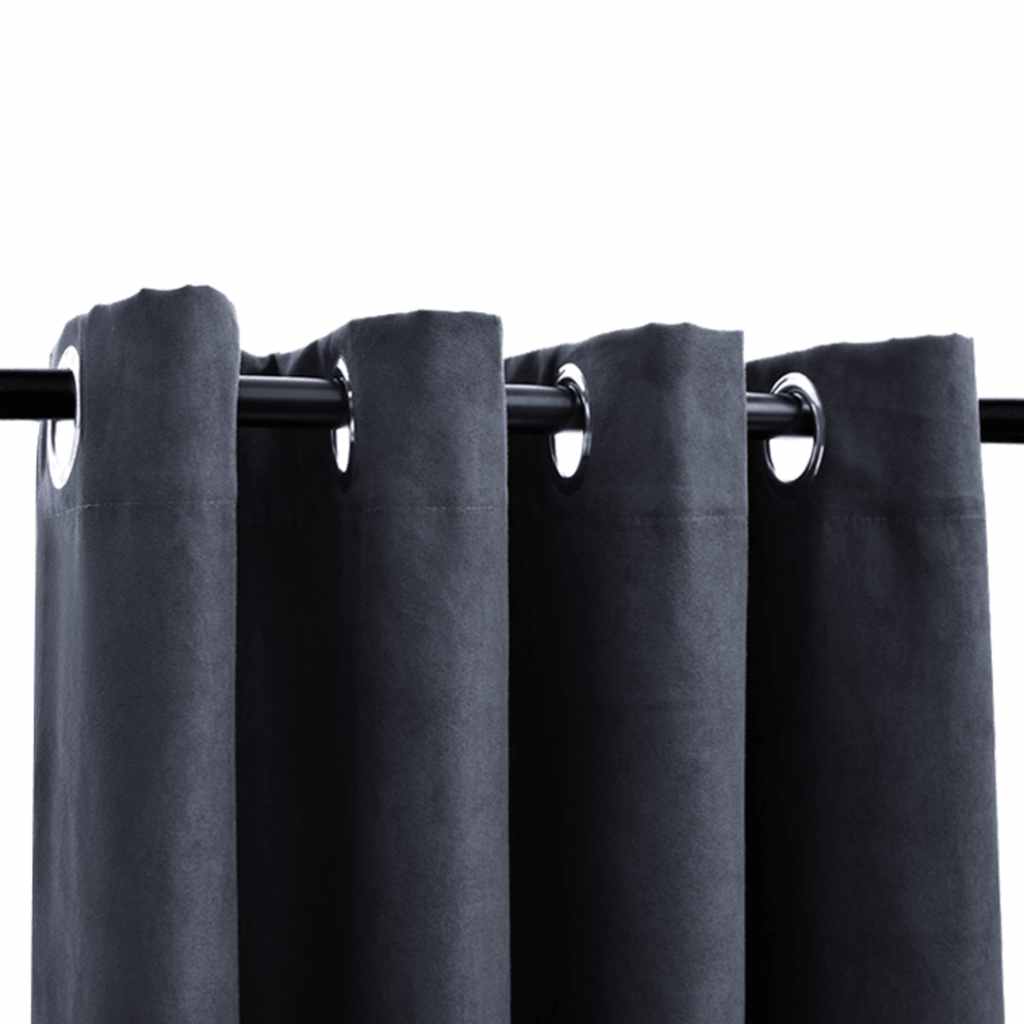 Cortinas blackout c/ argolas em metal 2 pcs 140x245cm antracite