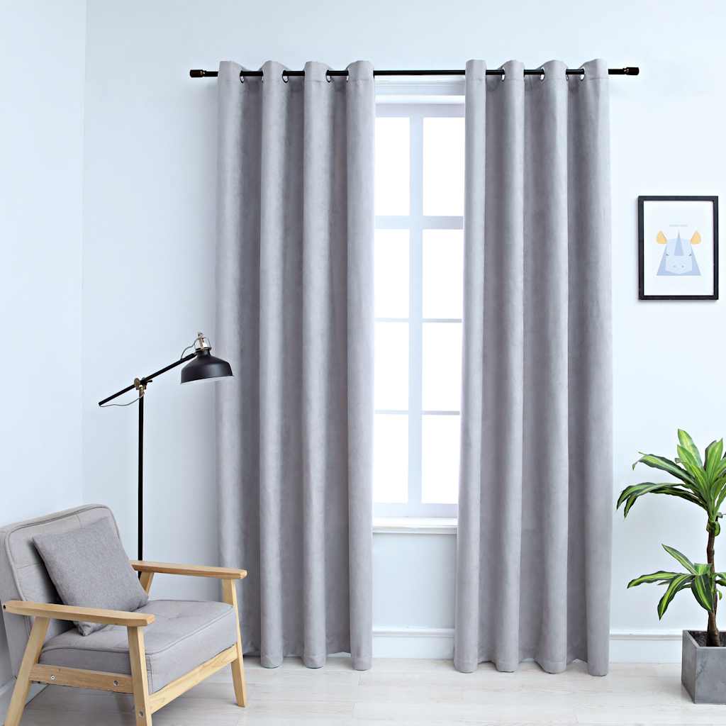 Cortinas blackout c/ argolas em metal 2 pcs 140x245cm antracite
