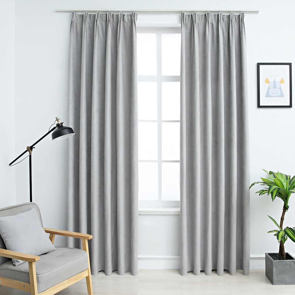 Cortinas blackout com ganchos 2 pcs 140x245 cm antracite