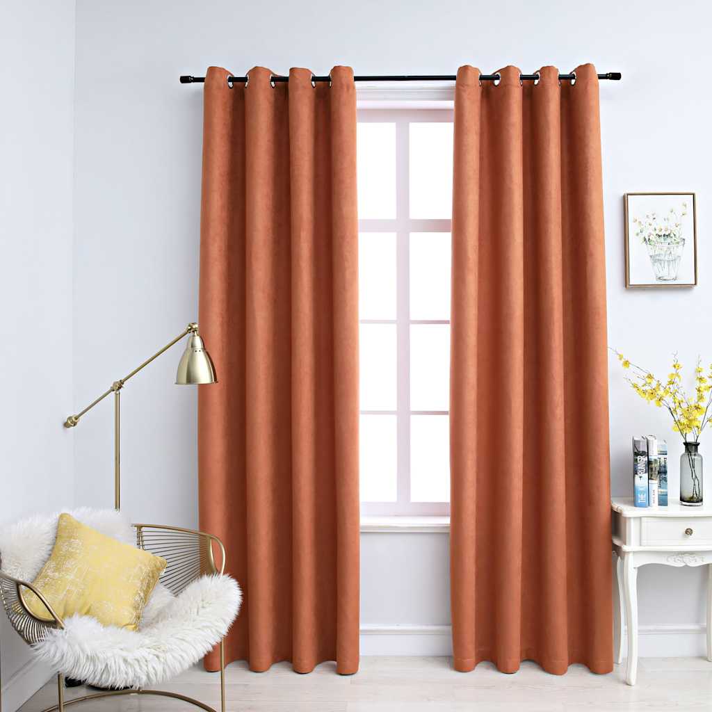 Cortinas blackout c/ argolas em metal 2 pcs 140x245cm antracite