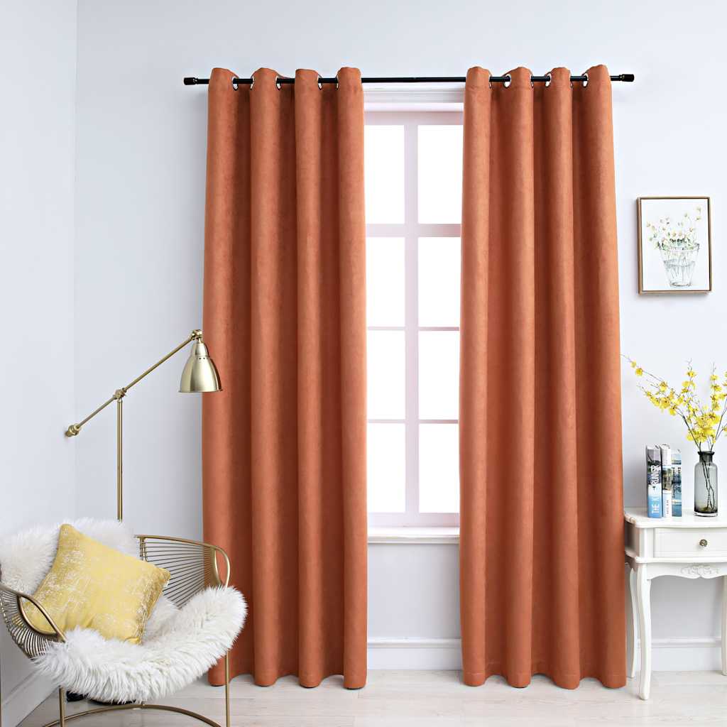 Cortinas blackout c/ argolas em metal 2 pcs 140x245cm antracite