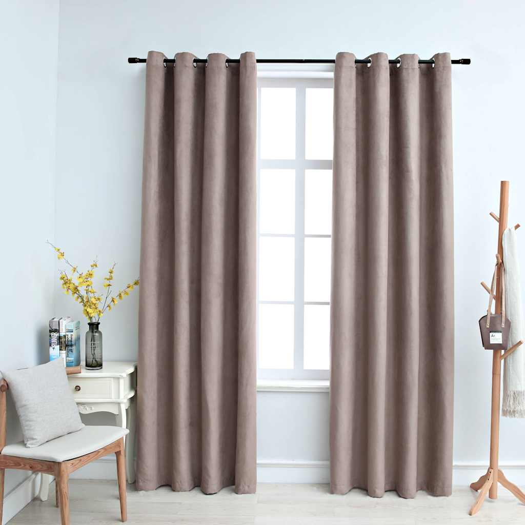Cortinas blackout c/ argolas em metal 2 pcs 140x245cm antracite