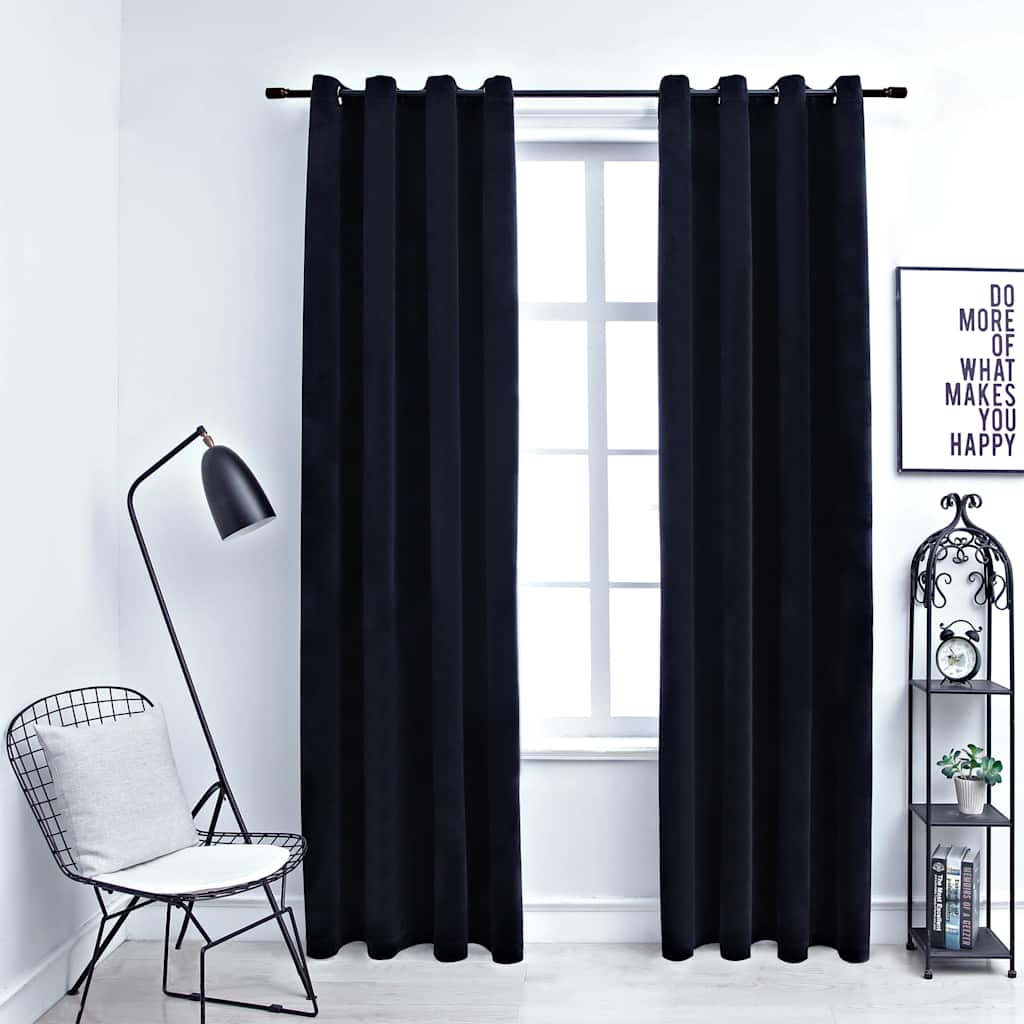 Cortinas blackout com argolas 2 pcs 140x225 cm veludo antracite