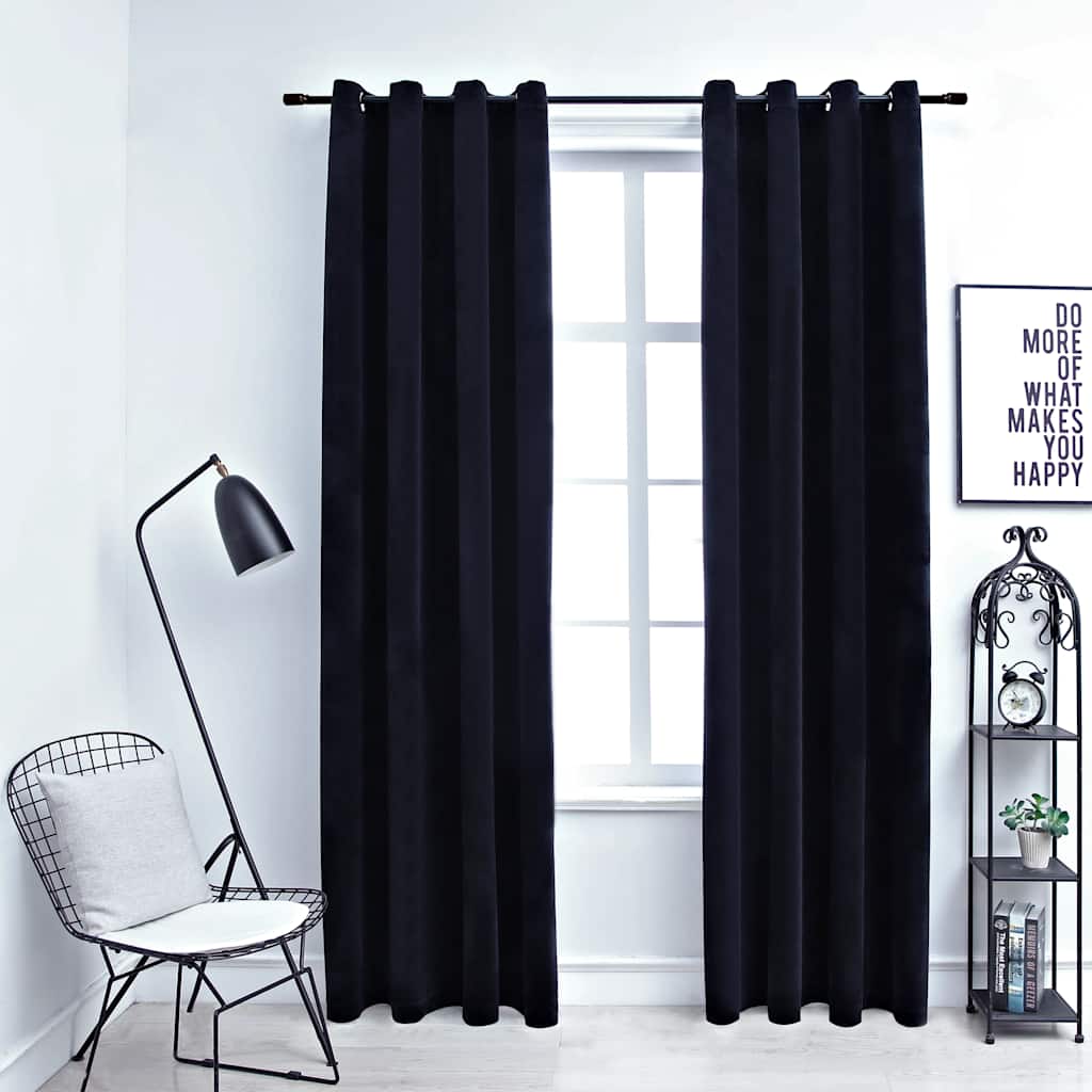 Cortinas blackout com argolas 2 pcs 140x225 cm veludo antracite