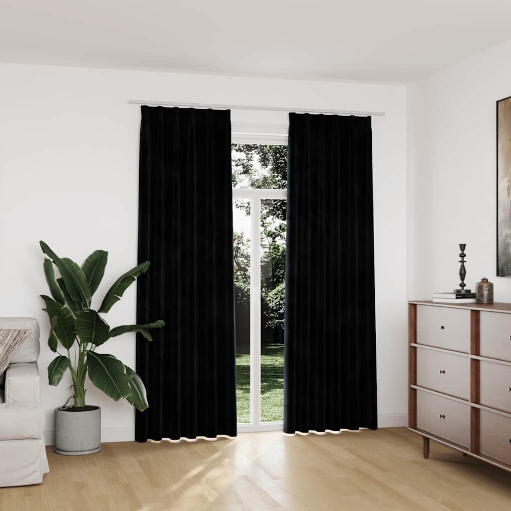 Cortinas blackout com ganchos 2 pcs 140x225 cm veludo antracite