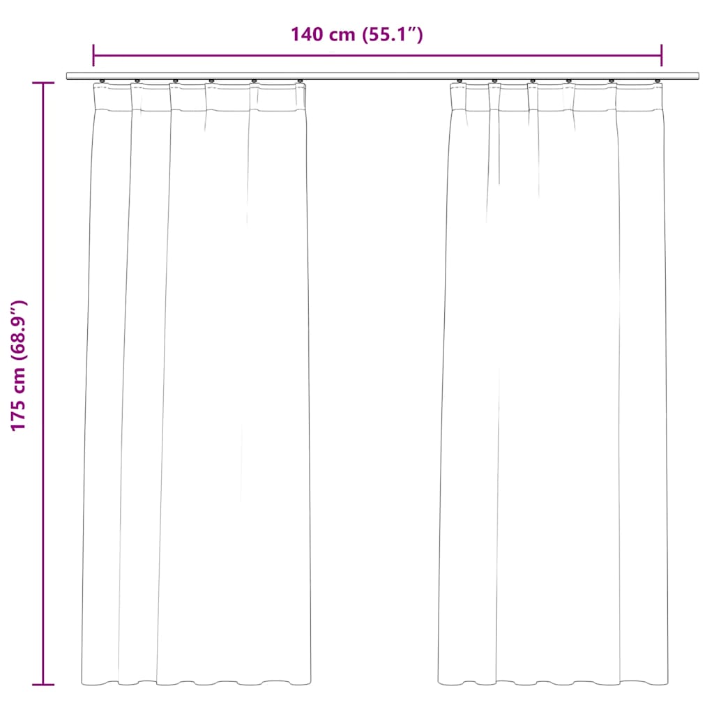Cortinas blackout com ganchos 2 pcs 140x225 cm veludo antracite