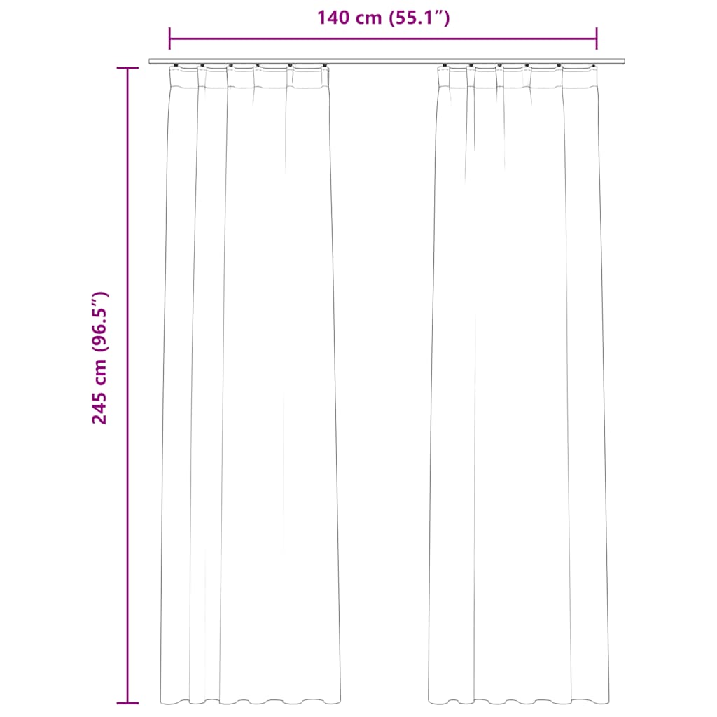 Cortinas blackout com ganchos 2 pcs 140x225 cm veludo antracite