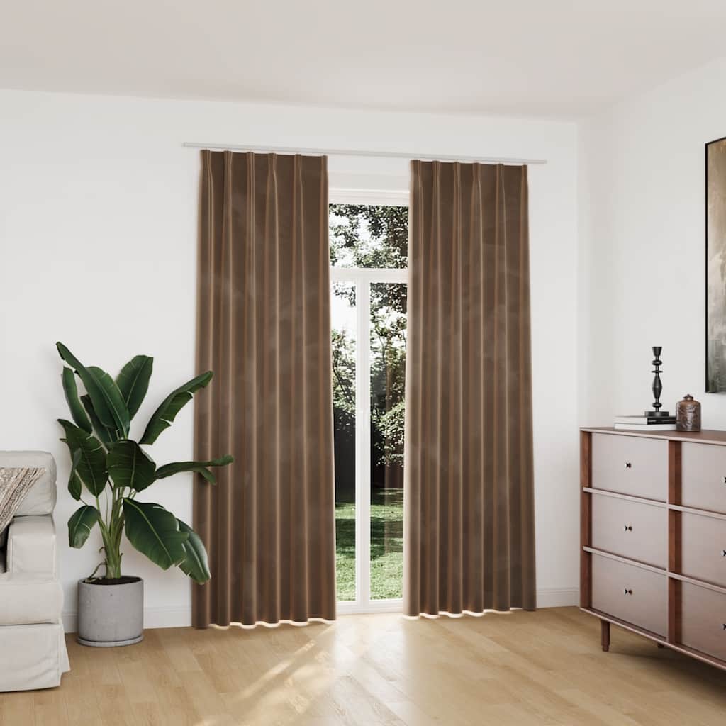 Cortinas blackout com ganchos 2 pcs 140x225 cm veludo antracite
