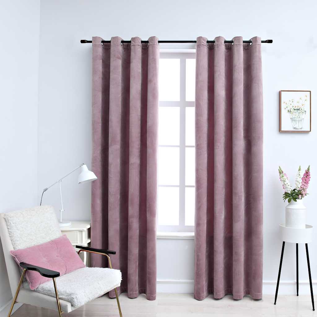 Cortinas blackout com argolas 2 pcs 140x225 cm veludo antracite