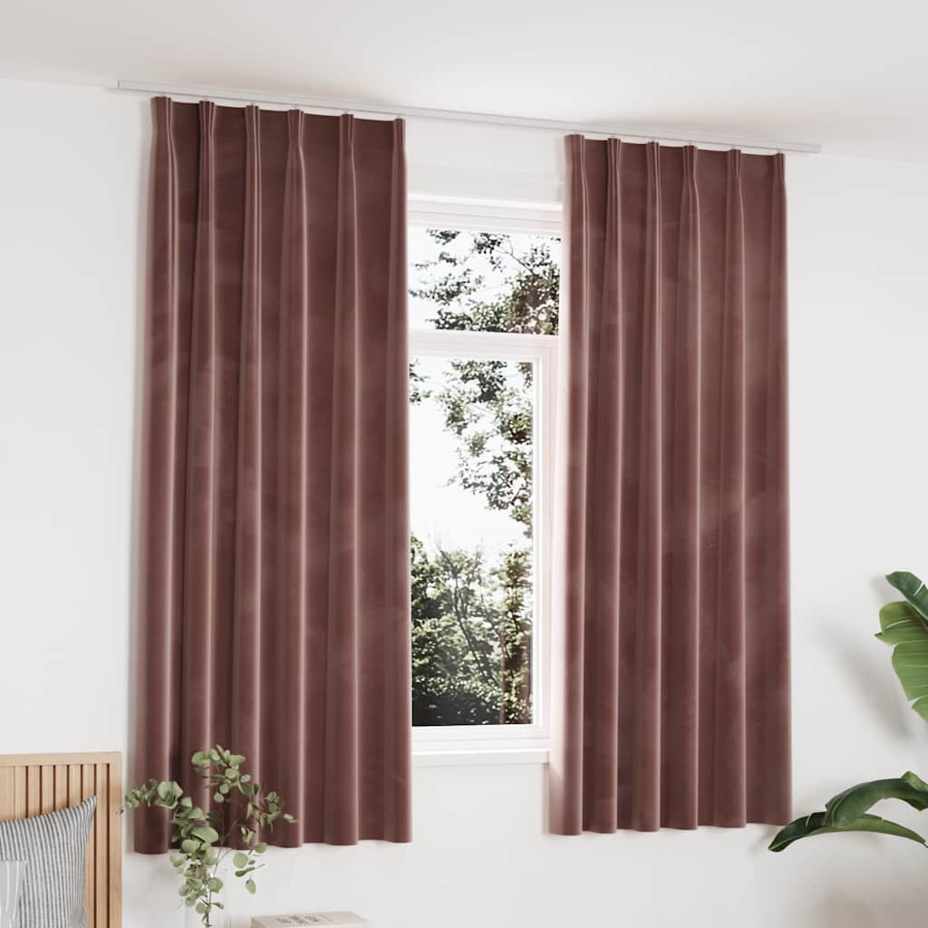 Cortinas blackout com ganchos 2 pcs 140x225 cm veludo antracite