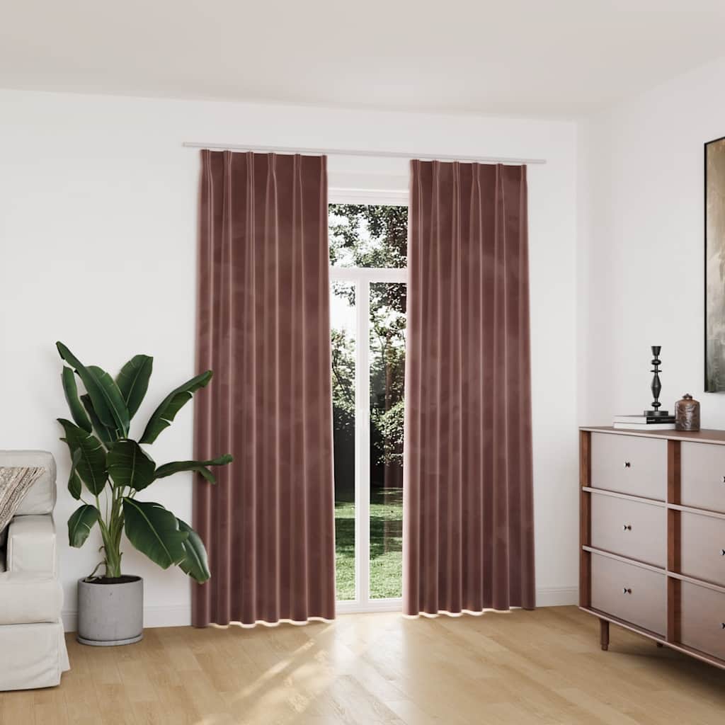 Cortinas blackout com ganchos 2 pcs 140x225 cm veludo antracite