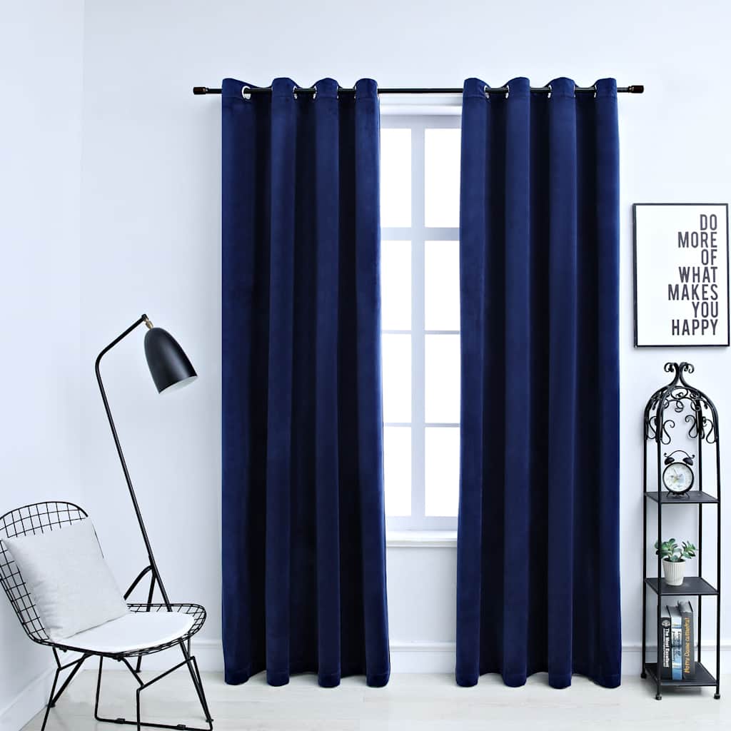 Cortinas blackout com argolas 2 pcs 140x225 cm veludo antracite