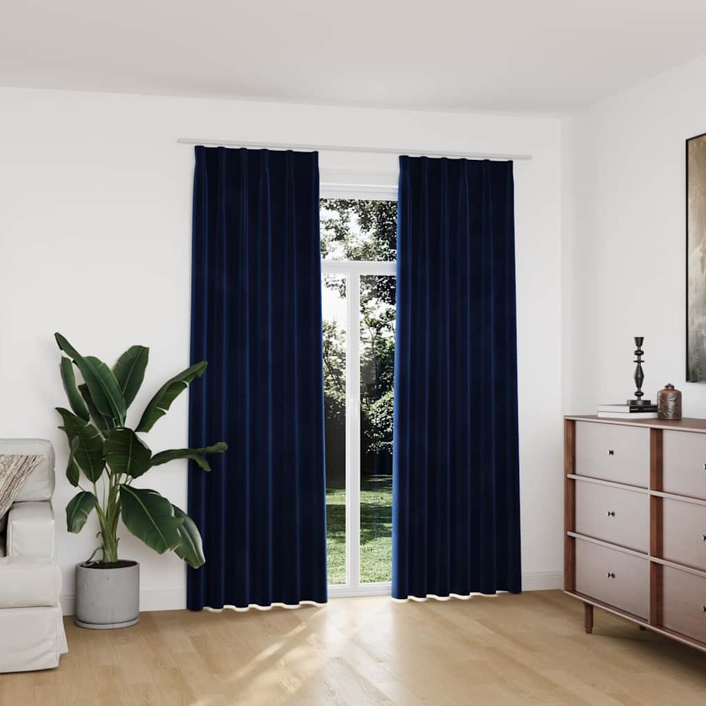 Cortinas blackout com ganchos 2 pcs 140x225 cm veludo antracite