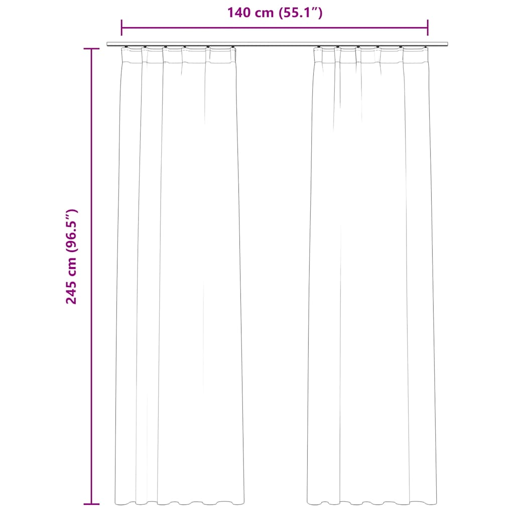 Cortinas blackout com ganchos 2 pcs 140x225 cm veludo antracite