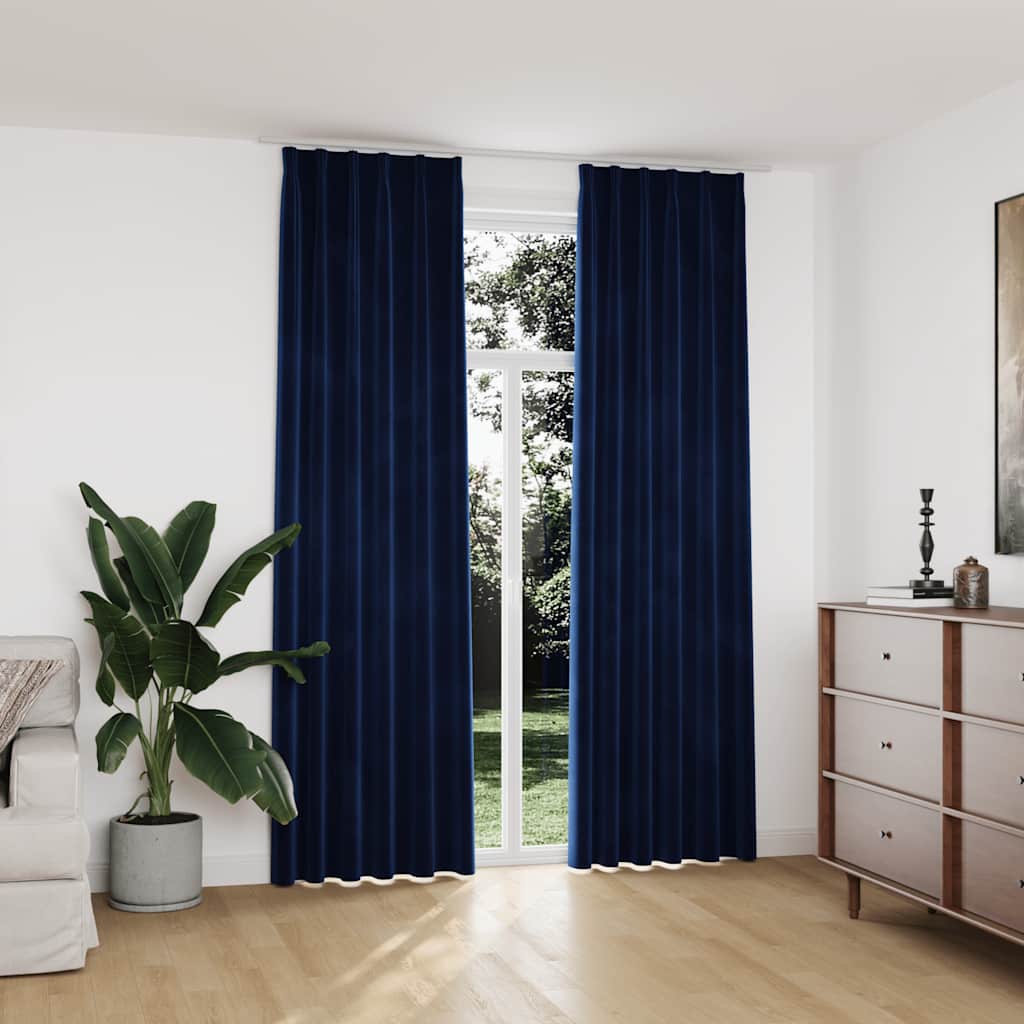 Cortinas blackout com ganchos 2 pcs 140x225 cm veludo antracite
