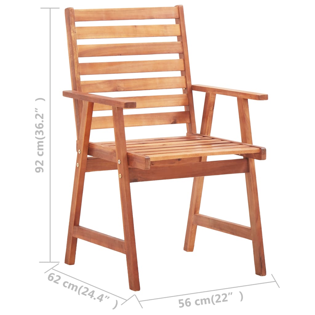 Cadeiras jantar p/ jardim 3 pcs madeira acácia maciça
