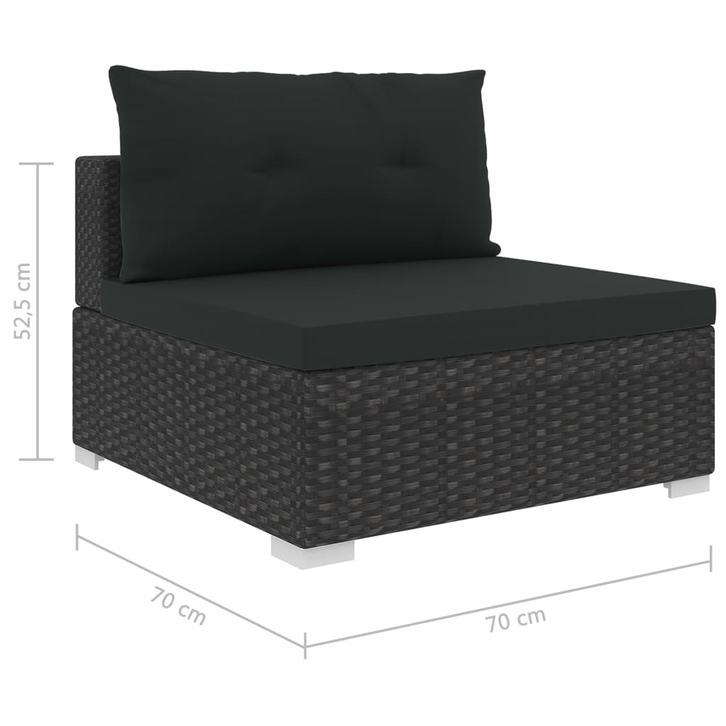 10 pcs conjunto lounge de jardim c/ almofadões vime PE preto