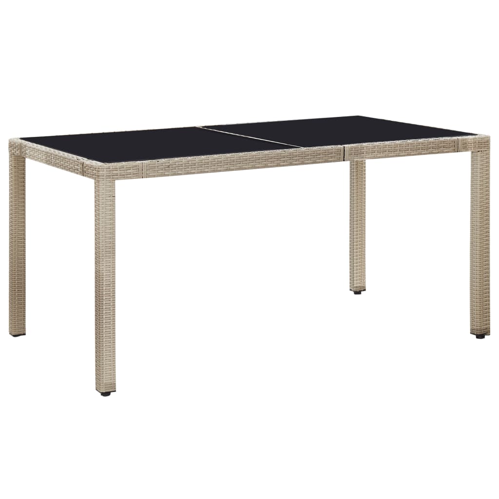 7 pcs conjunto jantar exterior com almofadões vime PE bege